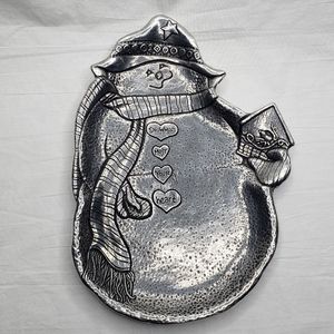 Vintage Carson Metal Snowman Small Tray Dish Freeport, Pa. Christmas